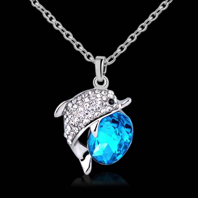 New Arrival Fashion Necklace Jewelry Beautiful Dolphin Rhinestone Crystal Pendants For Women Pendant