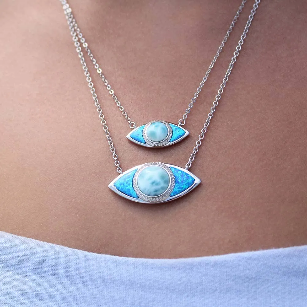 Opal & Larimar Eye of Protection Necklace