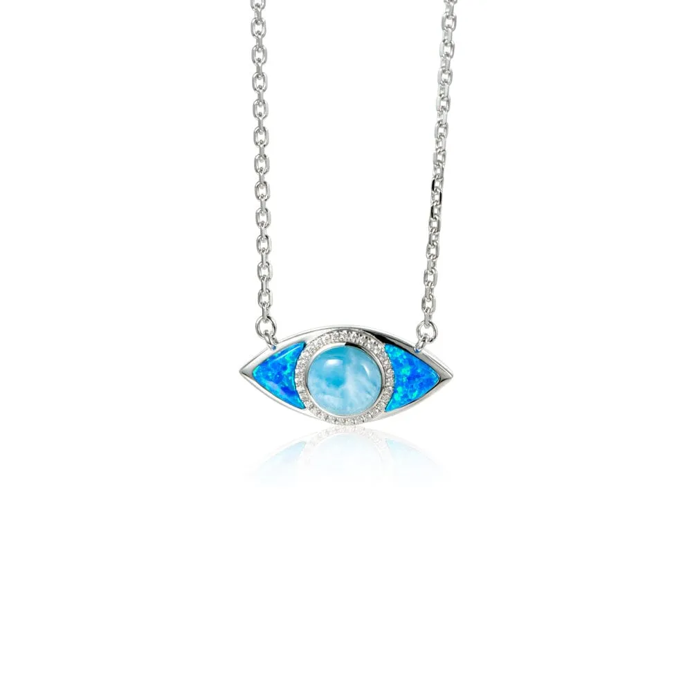 Opal & Larimar Eye of Protection Necklace