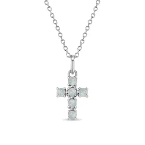 Opal Cross Kids / Children's / Girls Pendant/Necklace - Sterling Silver