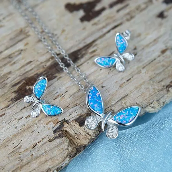 Opal Island Butterfly Pendant