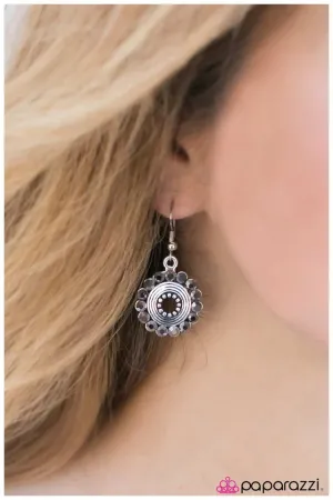 Paparazzi Earring ~ Hell On Wheels - Silver