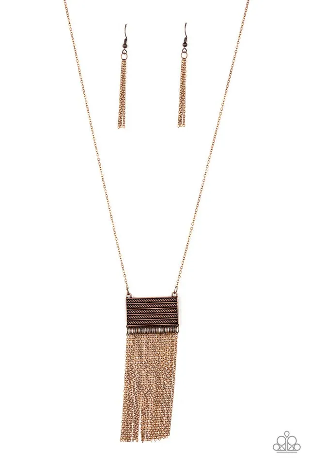 Paparazzi Necklace ~ Totally Tassel - Copper