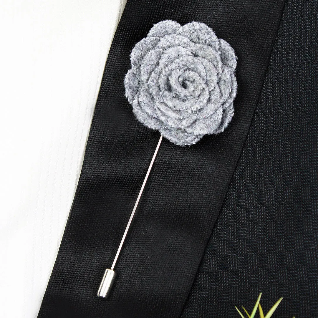 Peluche Blooming Charm Light Grey Colored Brooch for Men