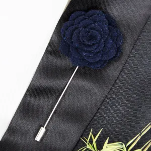 Peluche Blooming Charm Navy Blue Colored Brooch for Men