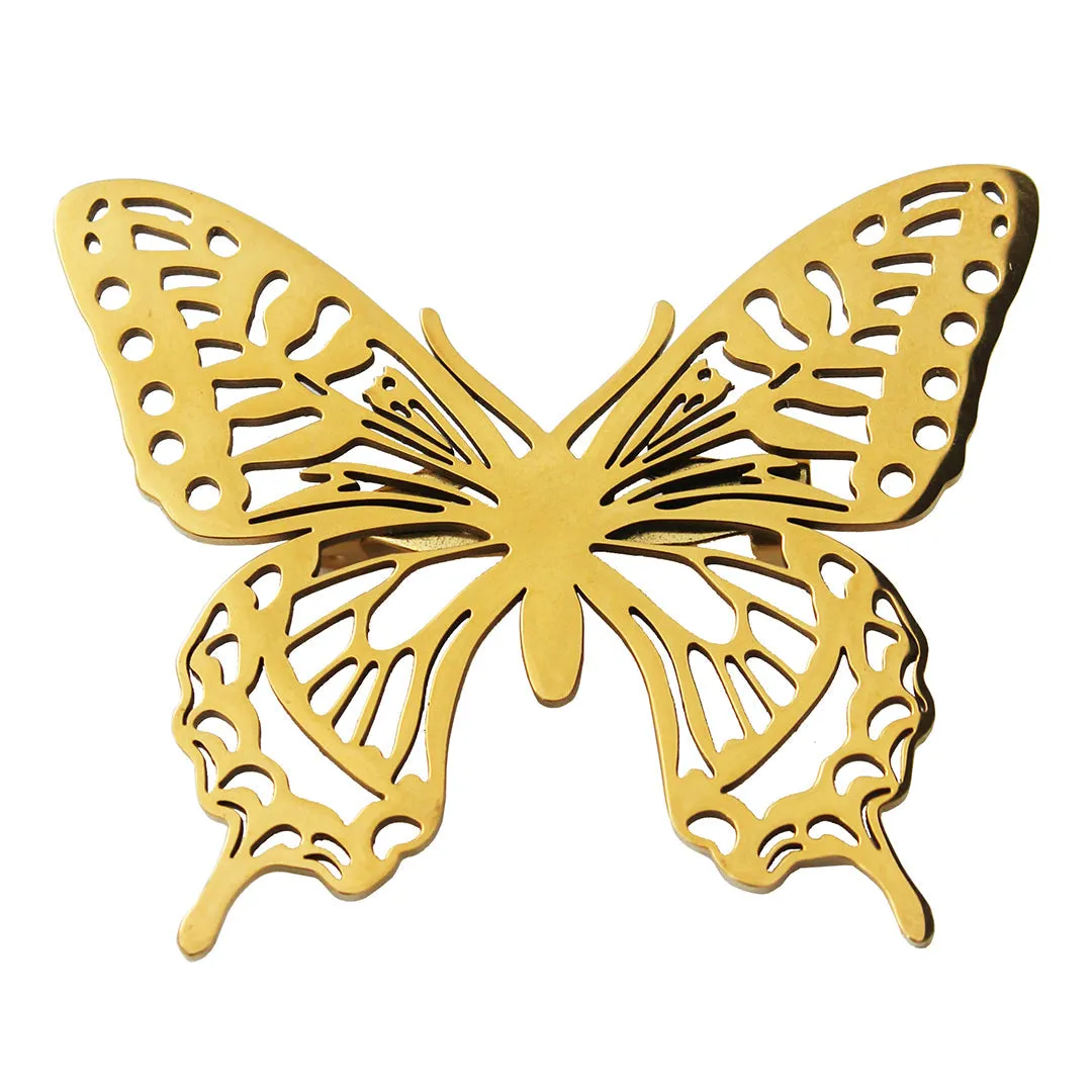 Peluche Celestial Butterfly Golden Stainless Steel Lapel Pin for Men