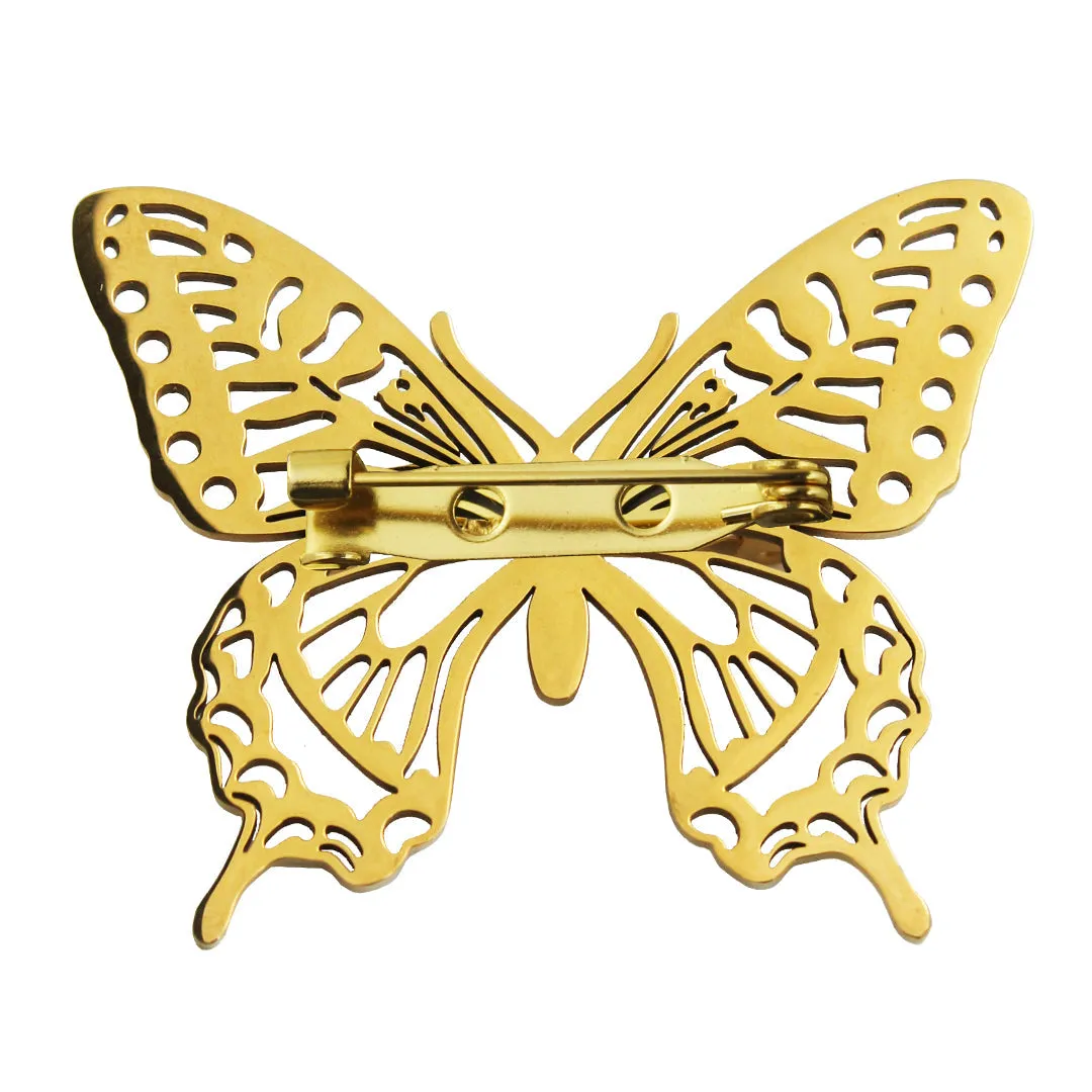 Peluche Celestial Butterfly Golden Stainless Steel Lapel Pin for Men