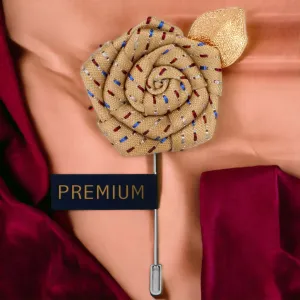 Peluche Floral Pentagon Cream, Maroon, Blue, White, Golden Brooch Lapel Pin