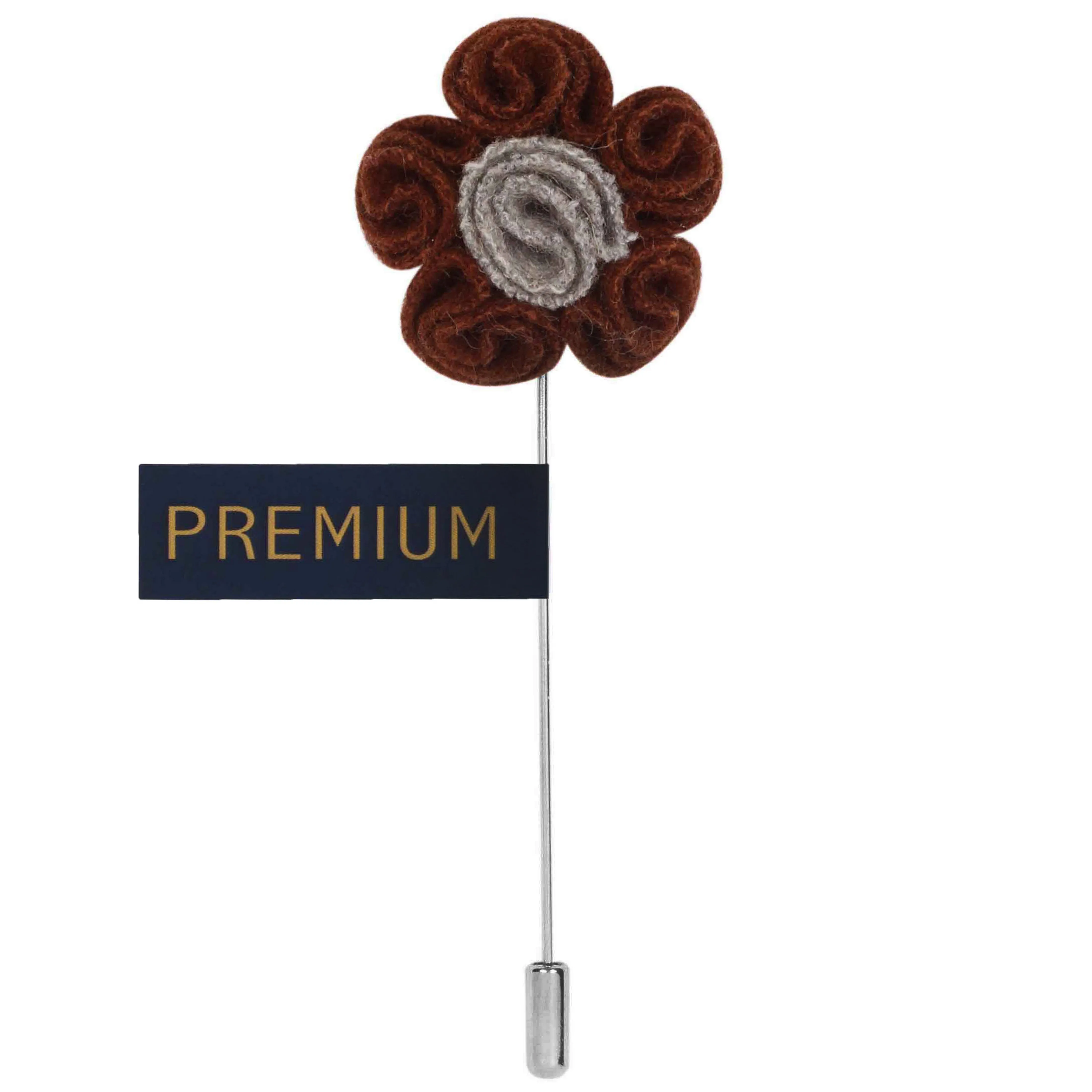 Peluche Florwer in Flower Brown, Grey Brooch Lapel Pin