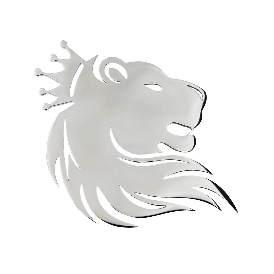 Peluche Majestic Lion Silver Stainless Steel Lapel Pin for Men