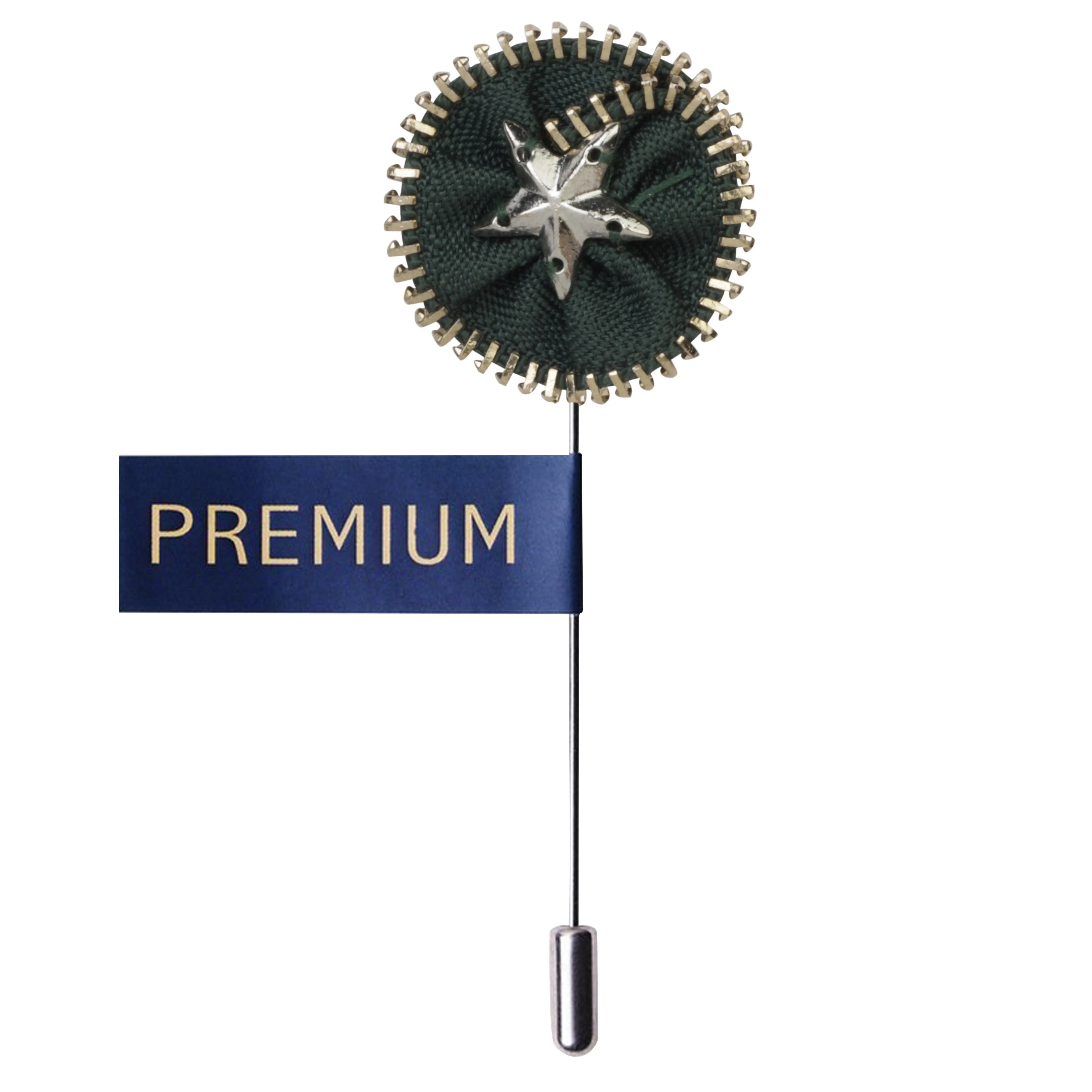 Peluche Shining Star Dark Green and Silver and Golden Colored Brooch for Men