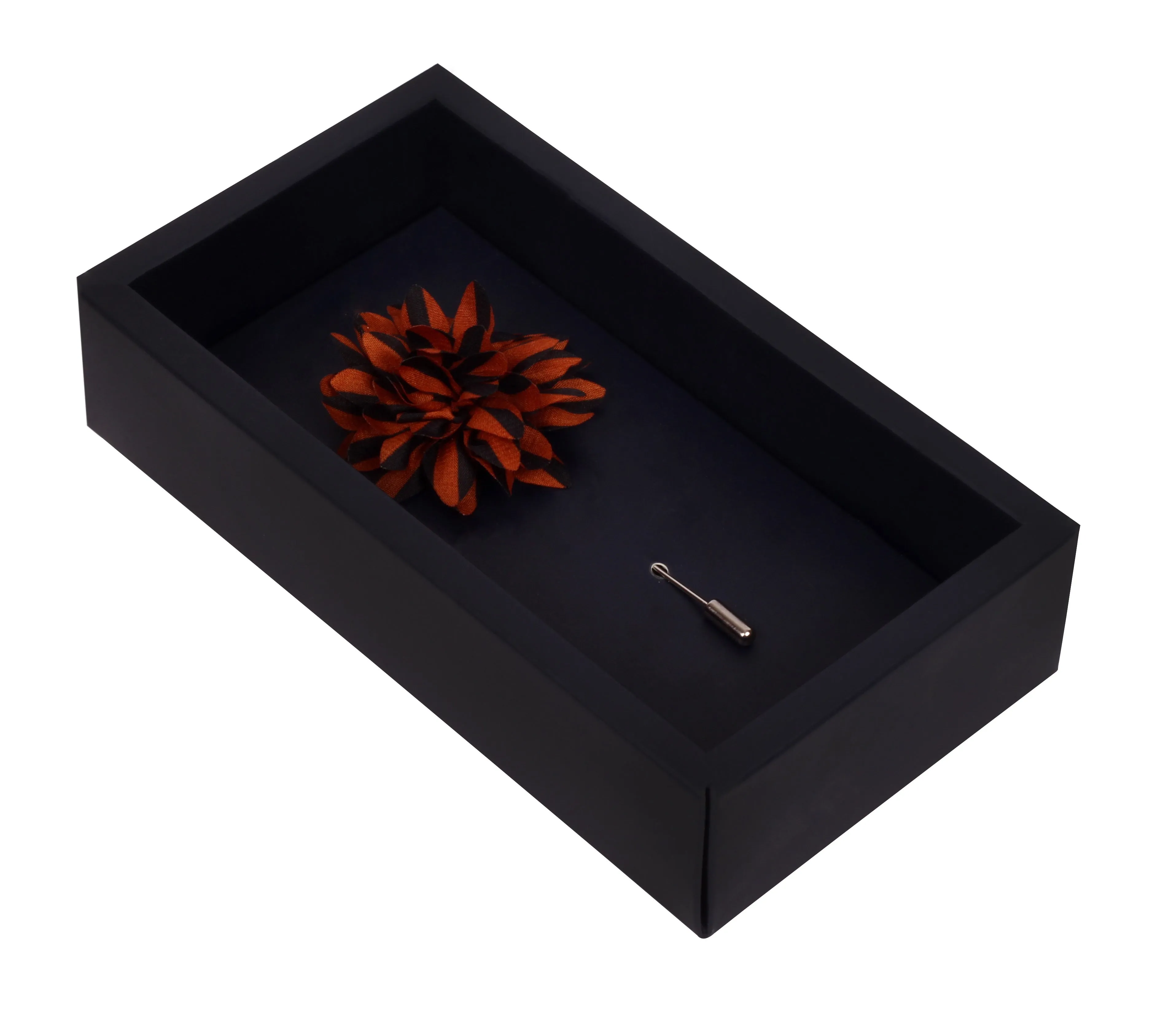 Peluche Striped Petals Brown, Black Brooch Lapel Pin