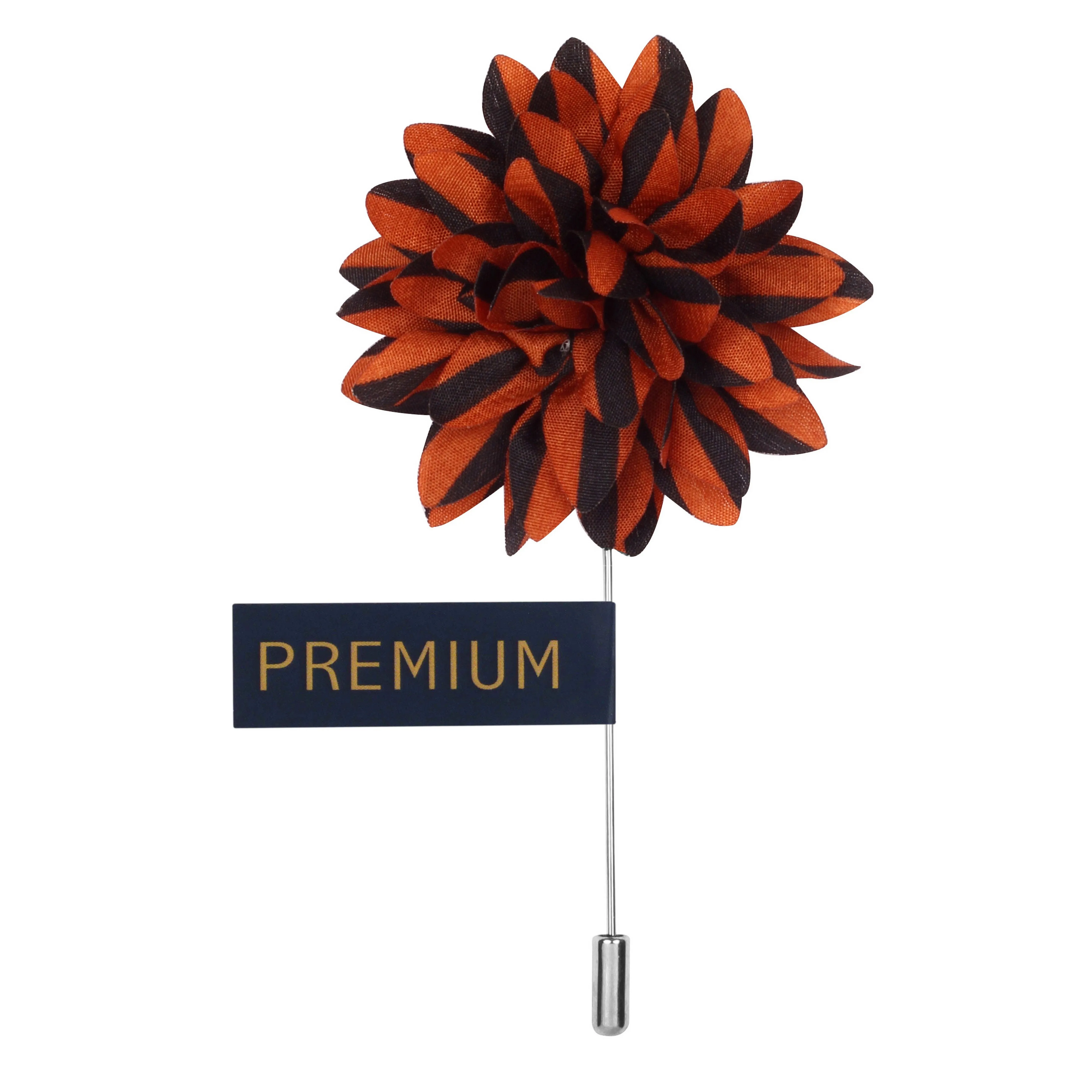 Peluche Striped Petals Brown, Black Brooch Lapel Pin