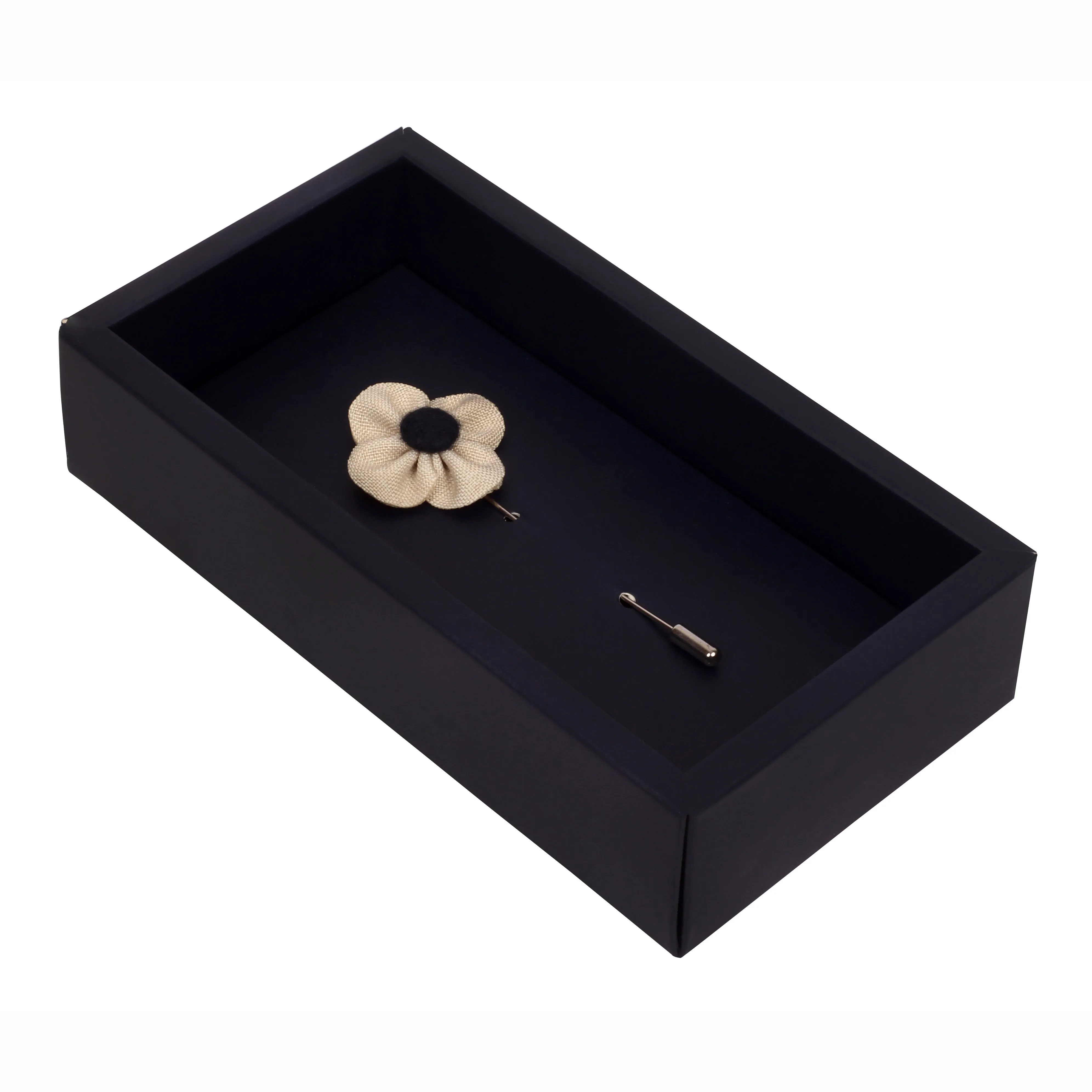 Peluche The Four Petal Classic Flower Cream, Black Brooch Lapel Pin