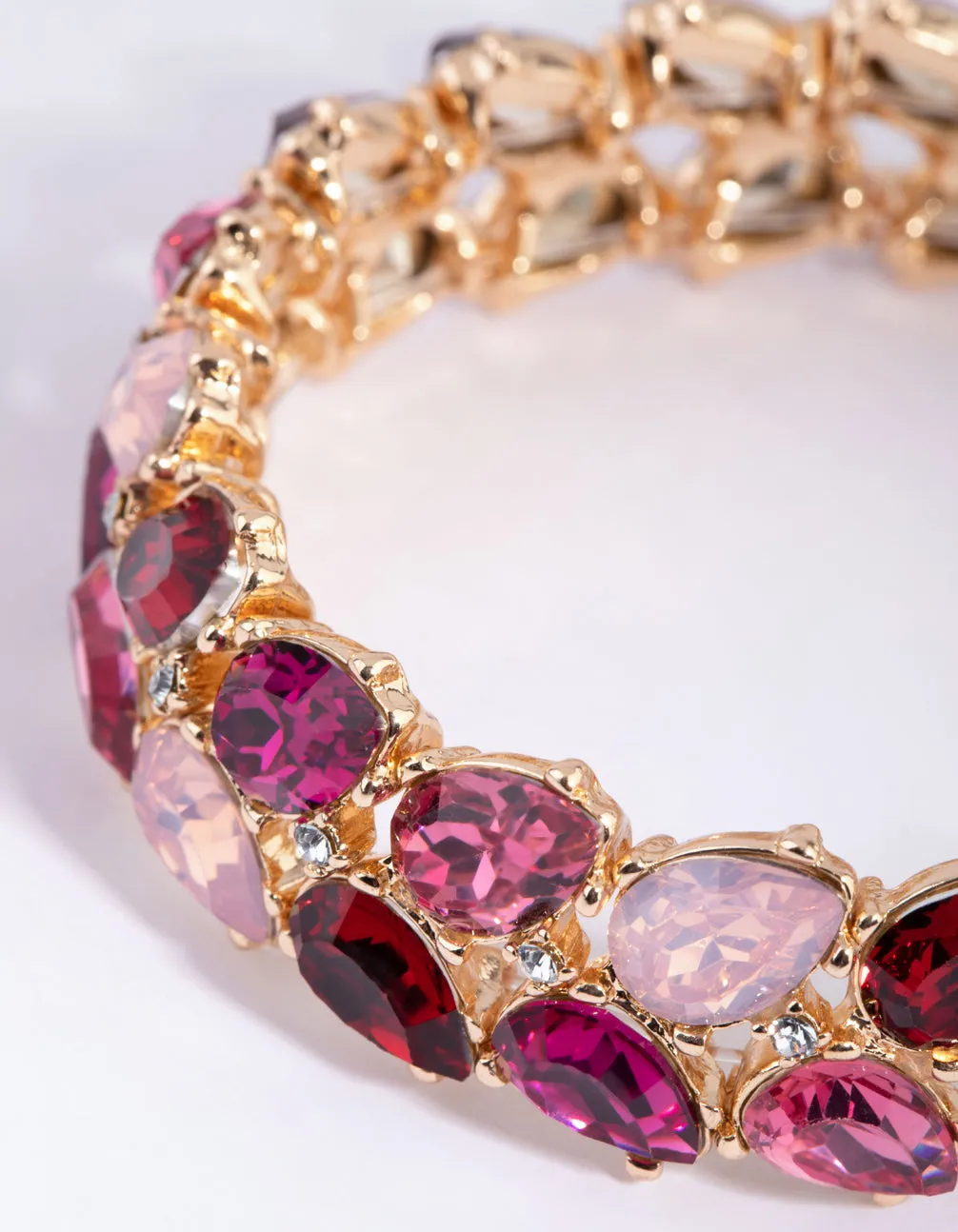 Pink Navette Mixed Stretch Bracelet