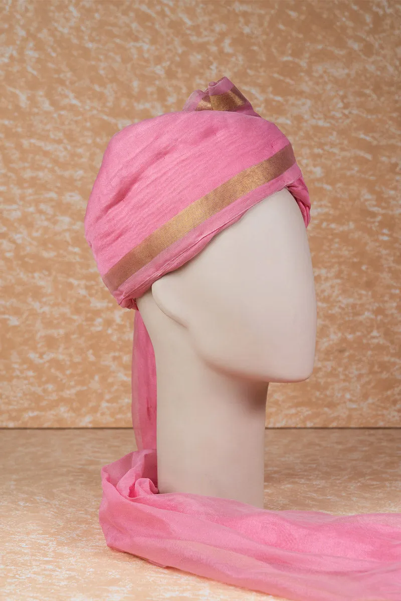 Pink Silk Safa With Border