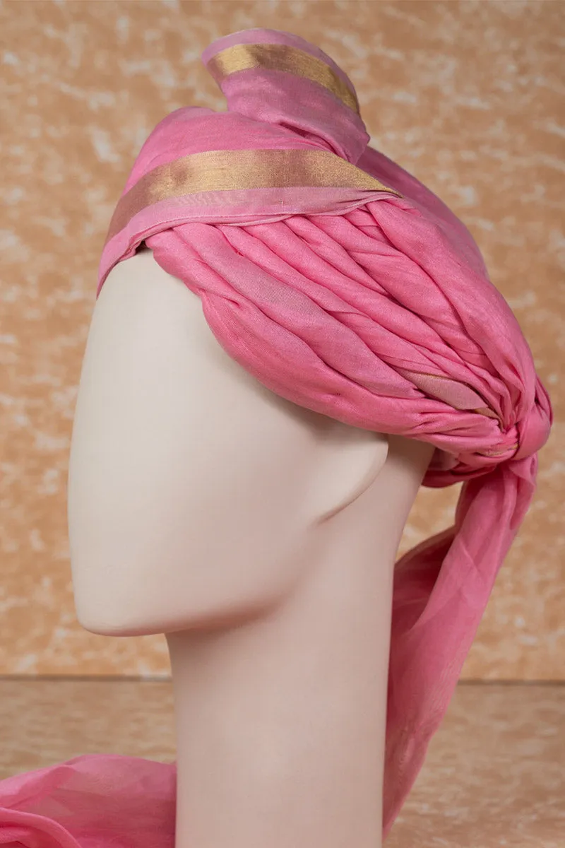 Pink Silk Safa With Border