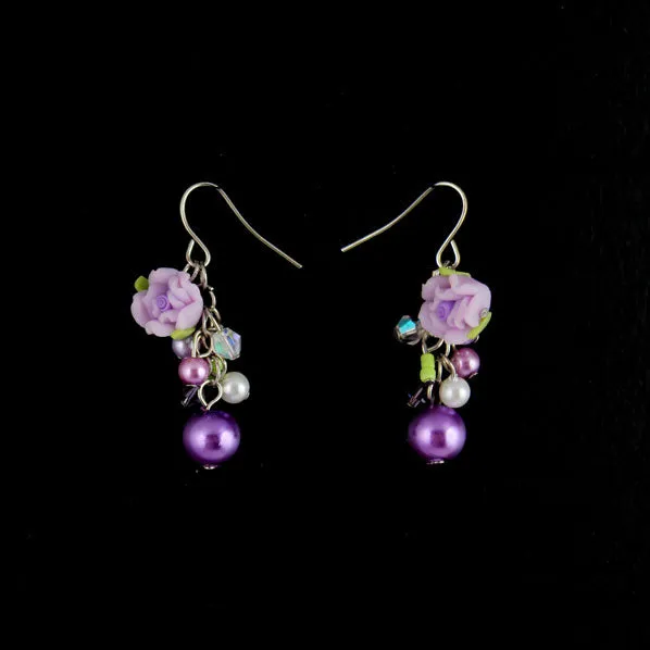 Polymer Flower Pearl Earrings