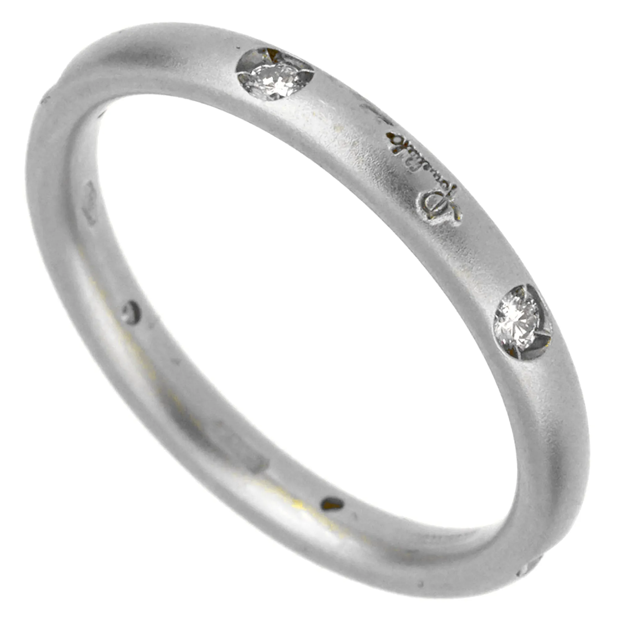 Pomellato Matte Finish Diamond White Gold Band Ring Sz 5