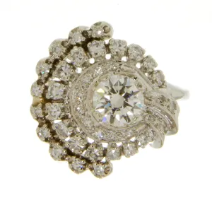 Retro 1.38ct Diamond Engagement Ring