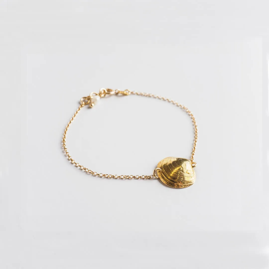 Romantic clam - charm bracelet - silver 925 - gold plated