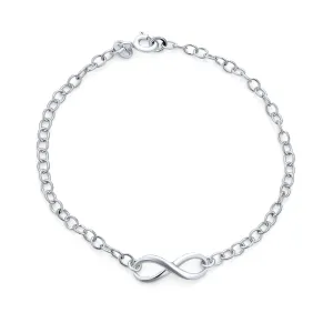 Romantic Eternal Love Knot Chain Link Bracelet Sterling Silver 7-7.5 Inch