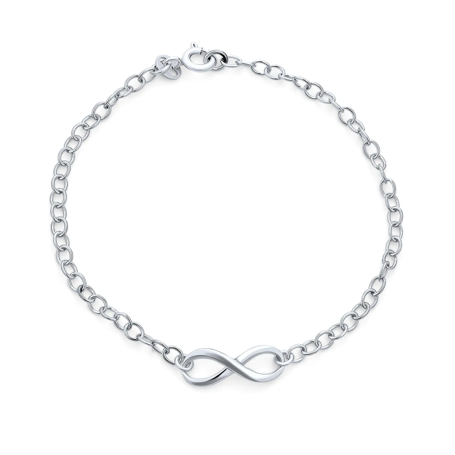 Romantic Eternal Love Knot Chain Link Bracelet Sterling Silver 7-7.5 Inch