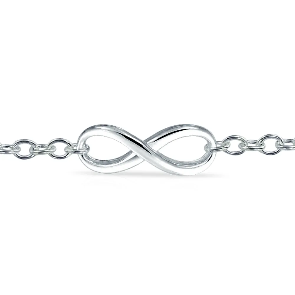 Romantic Eternal Love Knot Chain Link Bracelet Sterling Silver 7-7.5 Inch