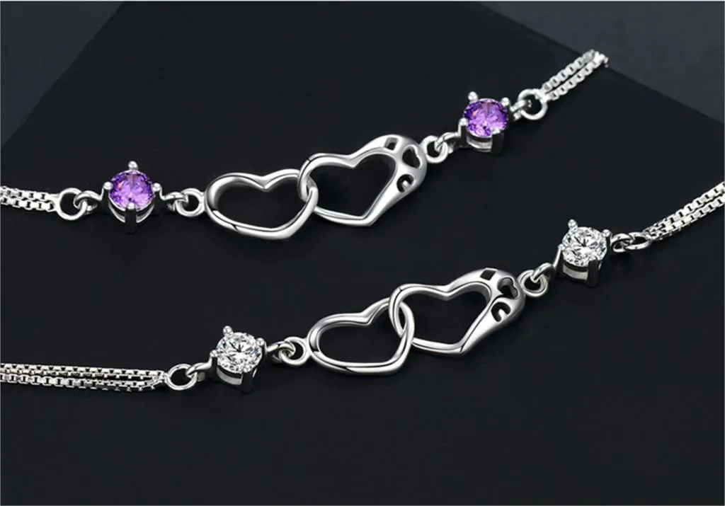 Romantic Heart Silver Friendship Bracelet