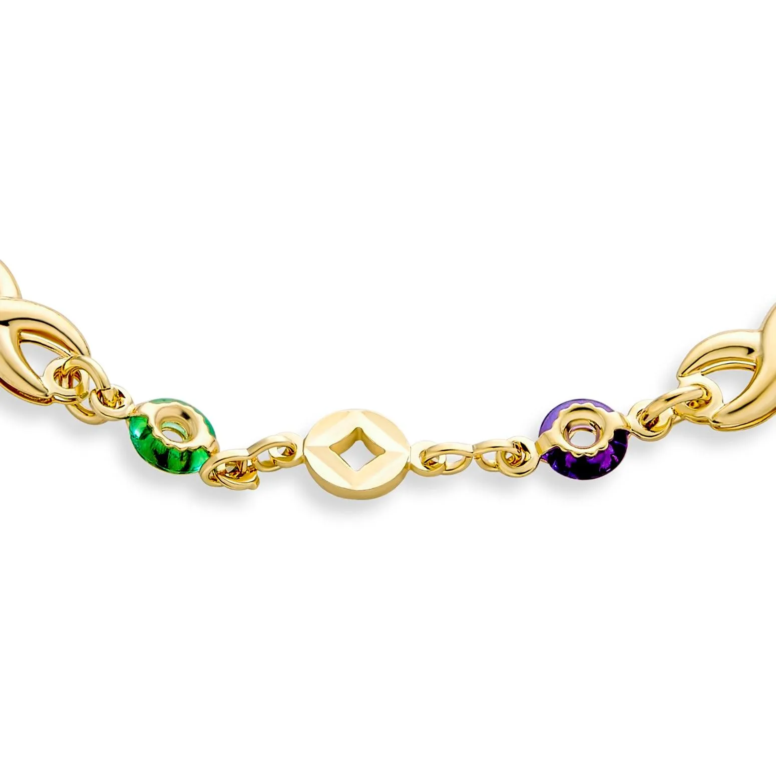 Romantic Jewel Tone Crystal Infinity Bracelet 18K Gold Plated 7.5 Inch