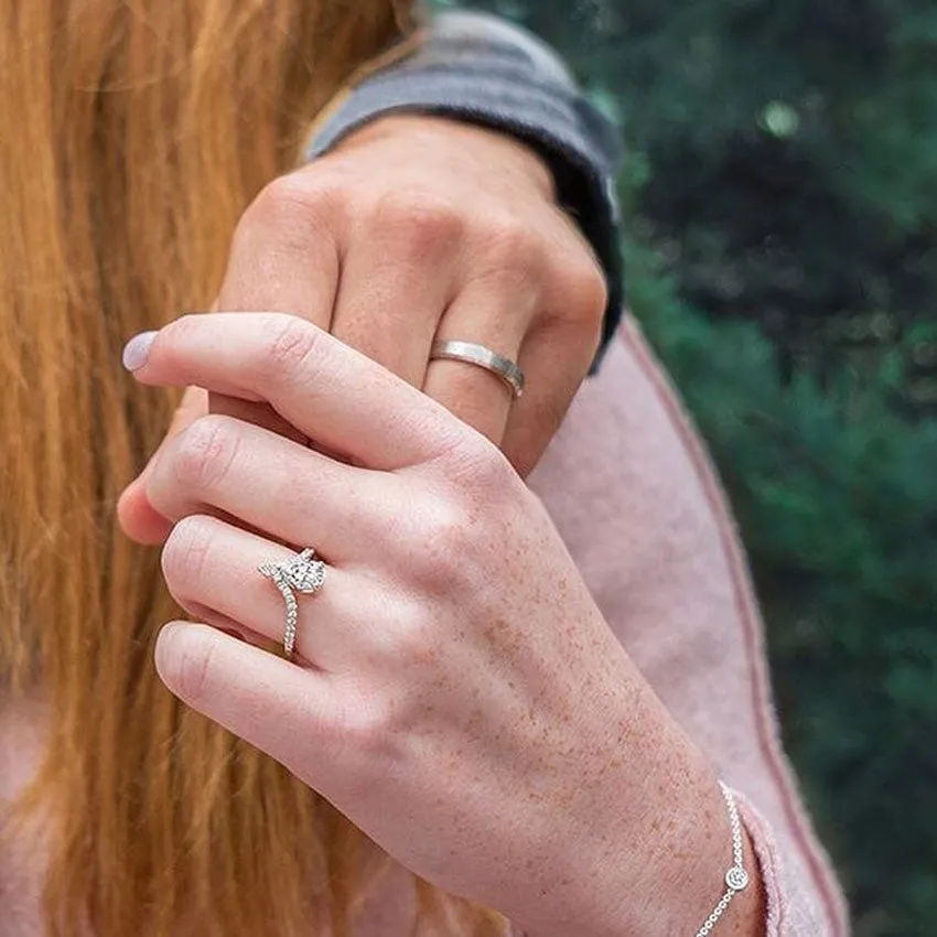 Rose Gold Droplet Engagement Ring in Sterling Silver