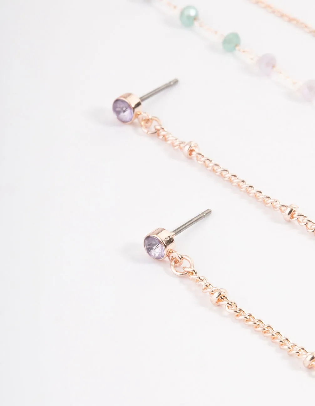 Rose Gold Molten Bead Drop Thread Earrings