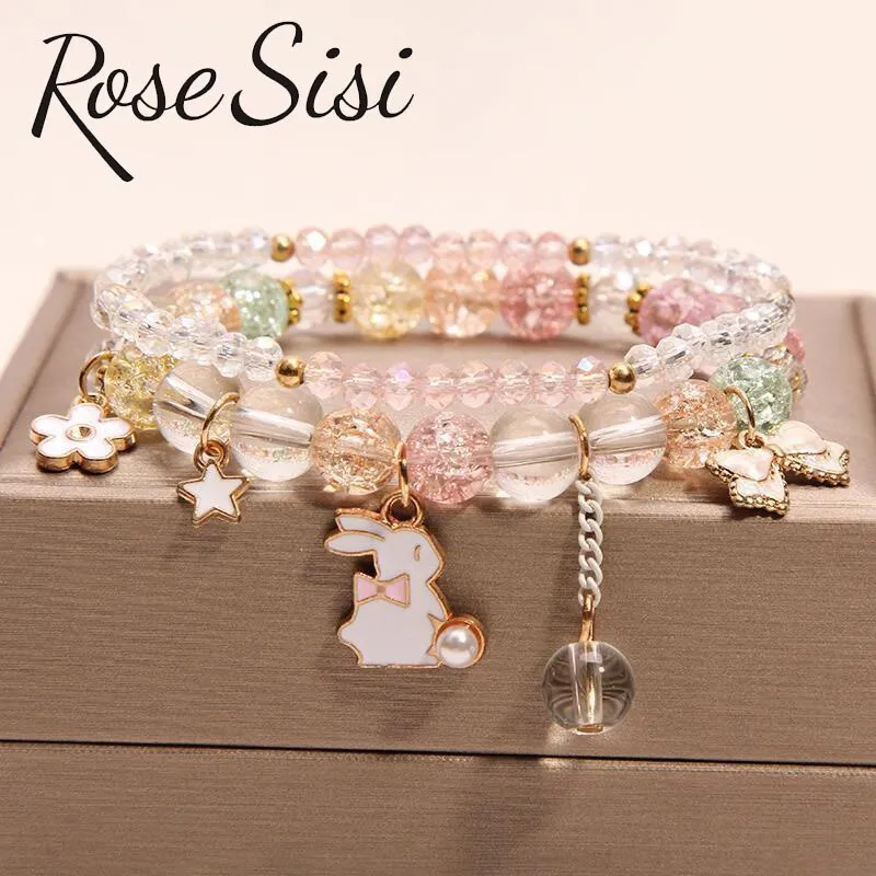 Rose sisi Korean pop style fresh and sweet beach style wrist bracelets for Girl female bracelet set jewelry for women girl