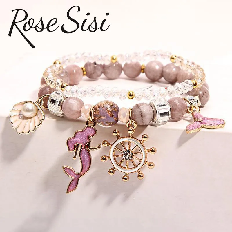 Rose sisi Korean pop style fresh and sweet beach style wrist bracelets for Girl female bracelet set jewelry for women girl