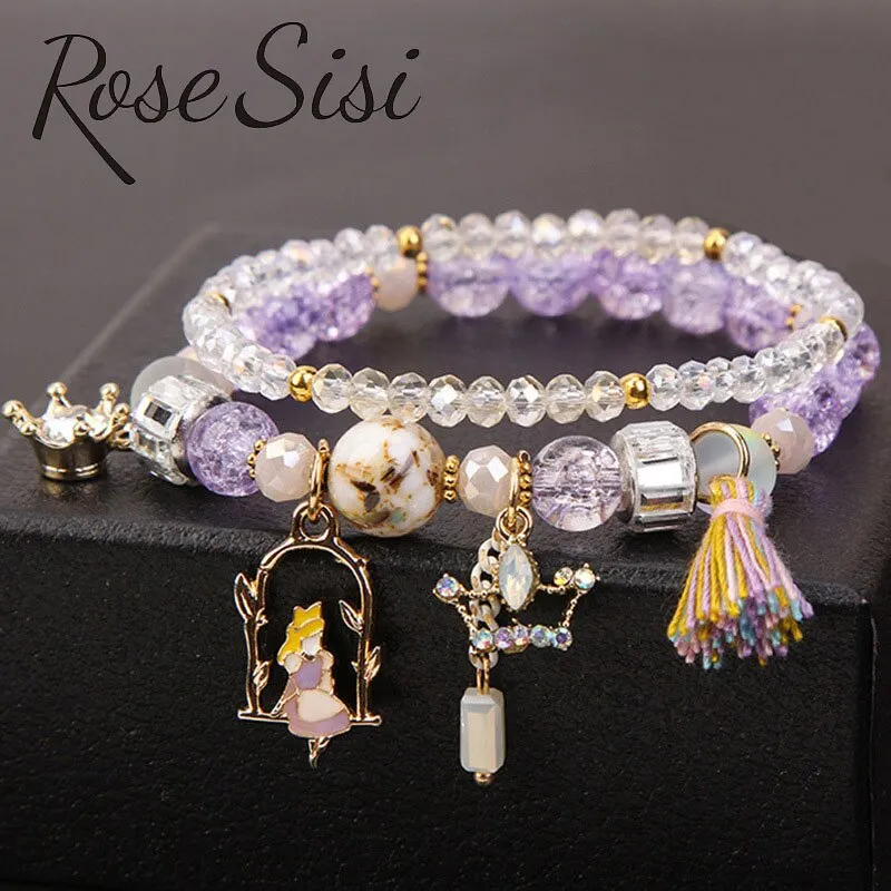 Rose sisi Korean pop style fresh and sweet beach style wrist bracelets for Girl female bracelet set jewelry for women girl