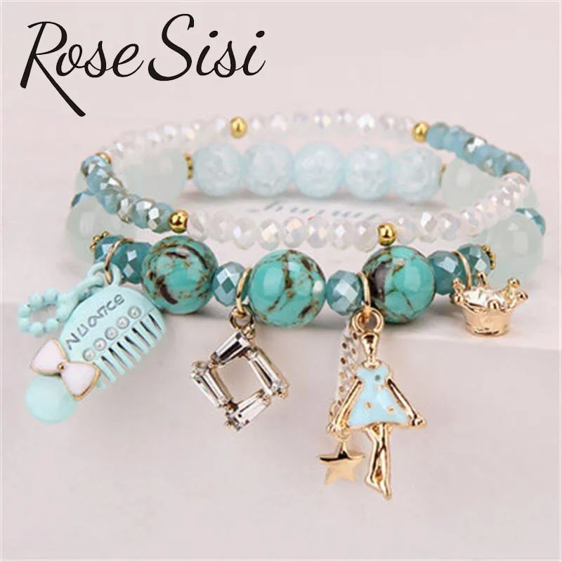 Rose sisi Korean pop style fresh and sweet beach style wrist bracelets for Girl female bracelet set jewelry for women girl