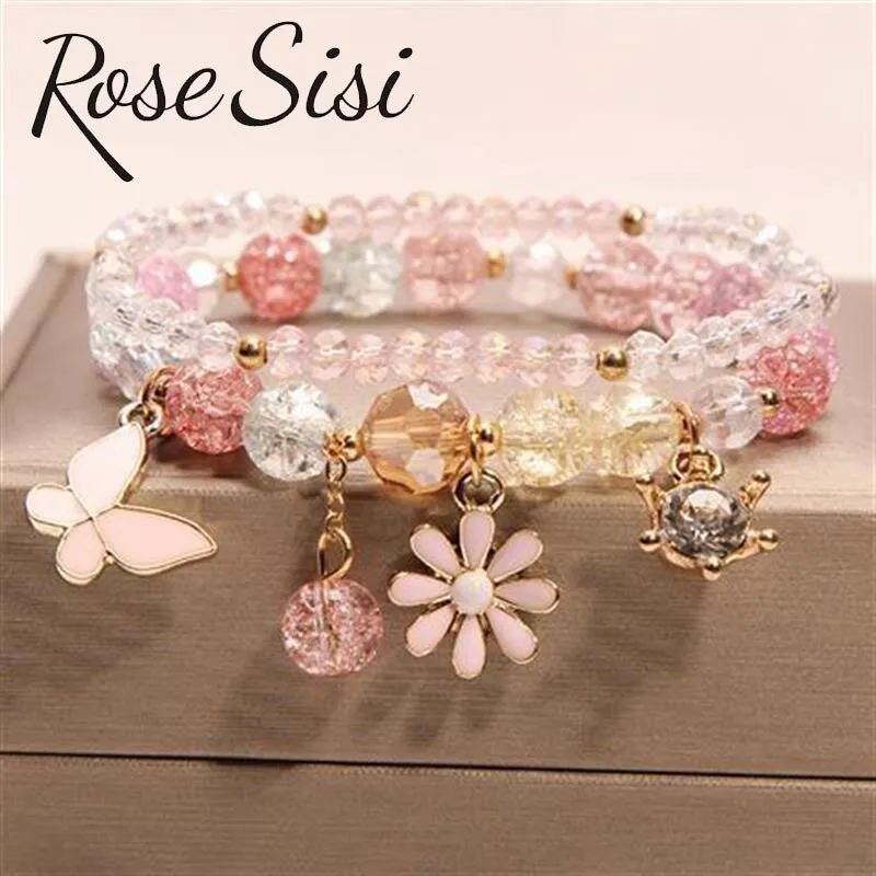 Rose sisi Korean pop style fresh and sweet beach style wrist bracelets for Girl female bracelet set jewelry for women girl