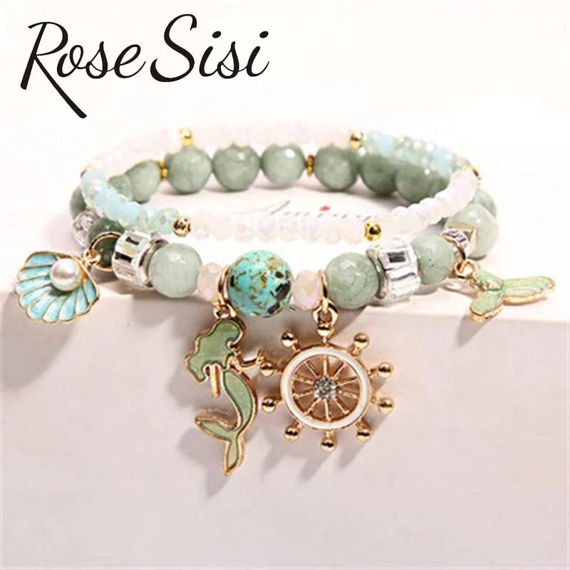 Rose sisi Korean pop style fresh and sweet beach style wrist bracelets for Girl female bracelet set jewelry for women girl