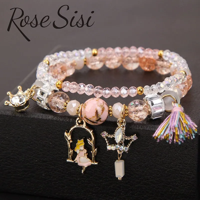 Rose sisi Korean pop style fresh and sweet beach style wrist bracelets for Girl female bracelet set jewelry for women girl