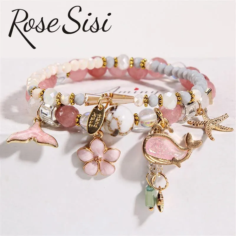 Rose sisi Korean pop style fresh and sweet beach style wrist bracelets for Girl female bracelet set jewelry for women girl