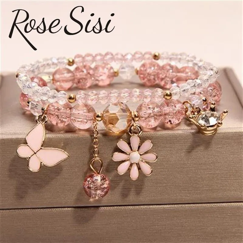 Rose sisi Korean pop style fresh and sweet beach style wrist bracelets for Girl female bracelet set jewelry for women girl