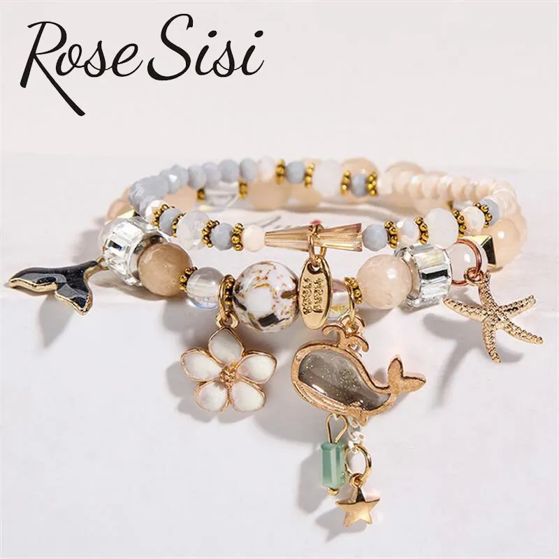 Rose sisi Korean pop style fresh and sweet beach style wrist bracelets for Girl female bracelet set jewelry for women girl