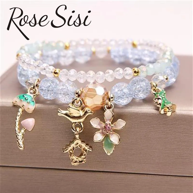 Rose sisi Korean pop style fresh and sweet beach style wrist bracelets for Girl female bracelet set jewelry for women girl