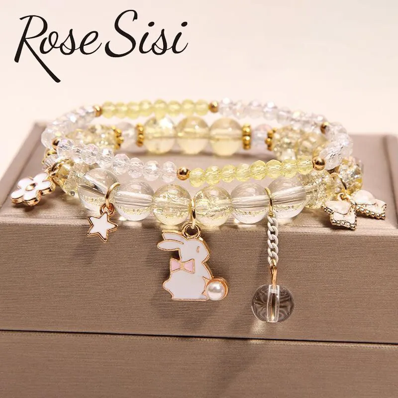 Rose sisi Korean pop style fresh and sweet beach style wrist bracelets for Girl female bracelet set jewelry for women girl