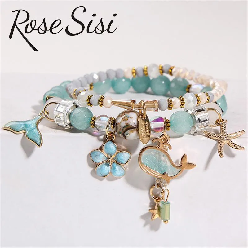 Rose sisi Korean pop style fresh and sweet beach style wrist bracelets for Girl female bracelet set jewelry for women girl