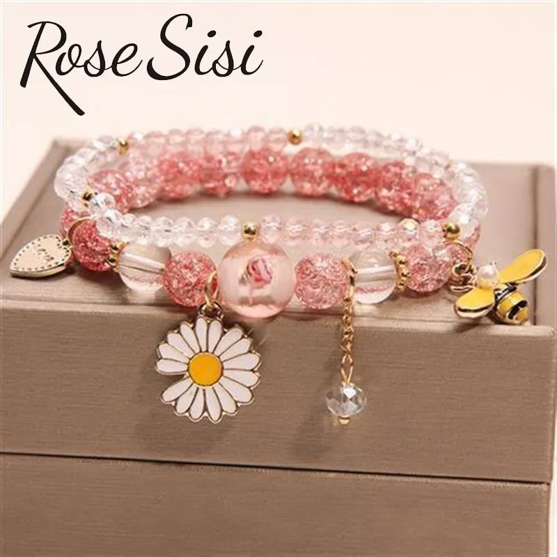 Rose sisi Korean pop style fresh and sweet beach style wrist bracelets for Girl female bracelet set jewelry for women girl