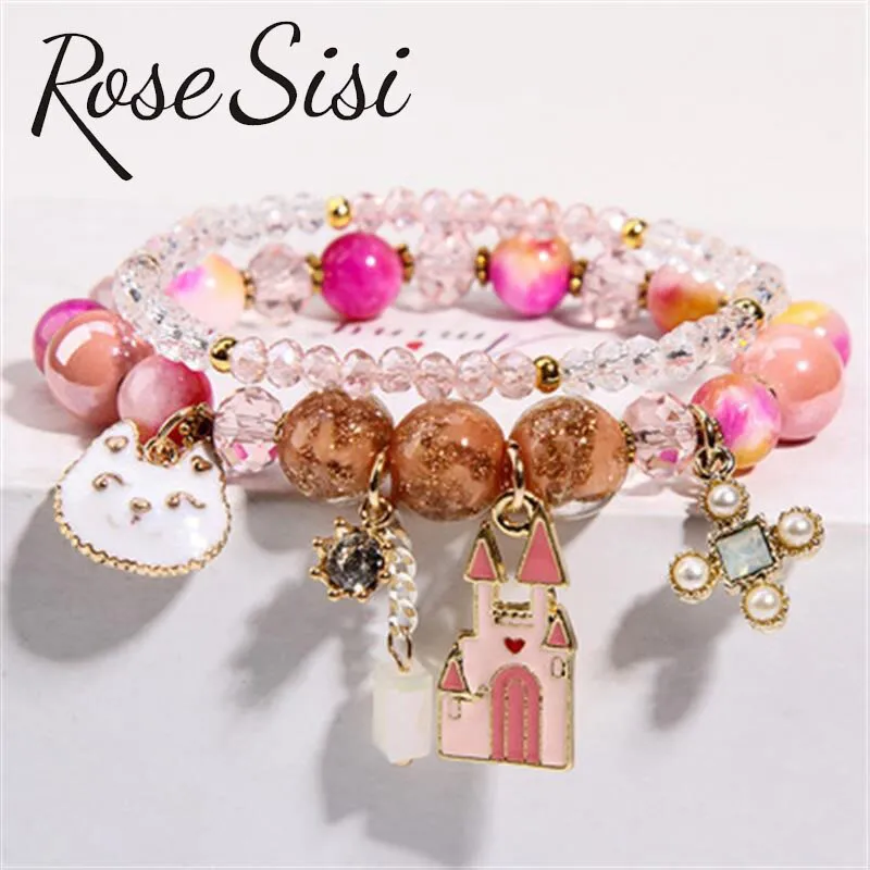 Rose sisi Korean pop style fresh and sweet beach style wrist bracelets for Girl female bracelet set jewelry for women girl