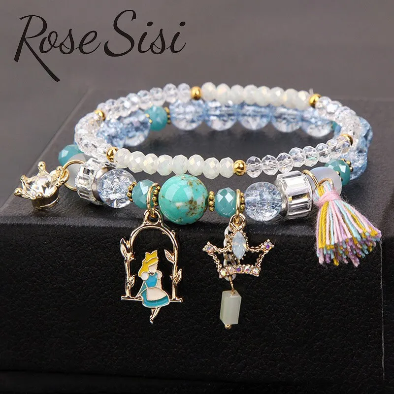 Rose sisi Korean pop style fresh and sweet beach style wrist bracelets for Girl female bracelet set jewelry for women girl