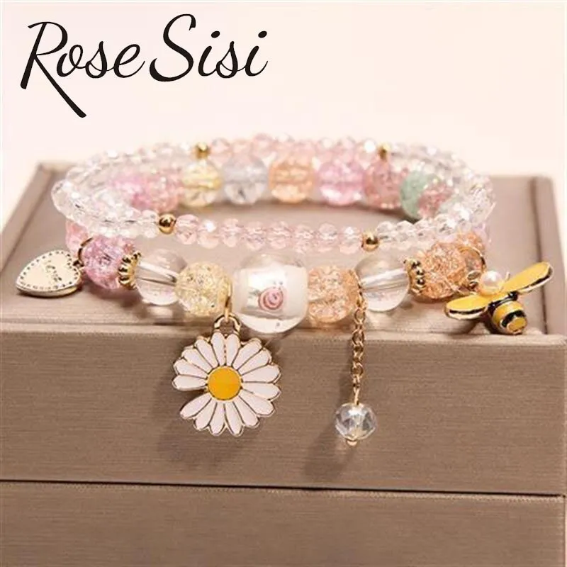 Rose sisi Korean pop style fresh and sweet beach style wrist bracelets for Girl female bracelet set jewelry for women girl