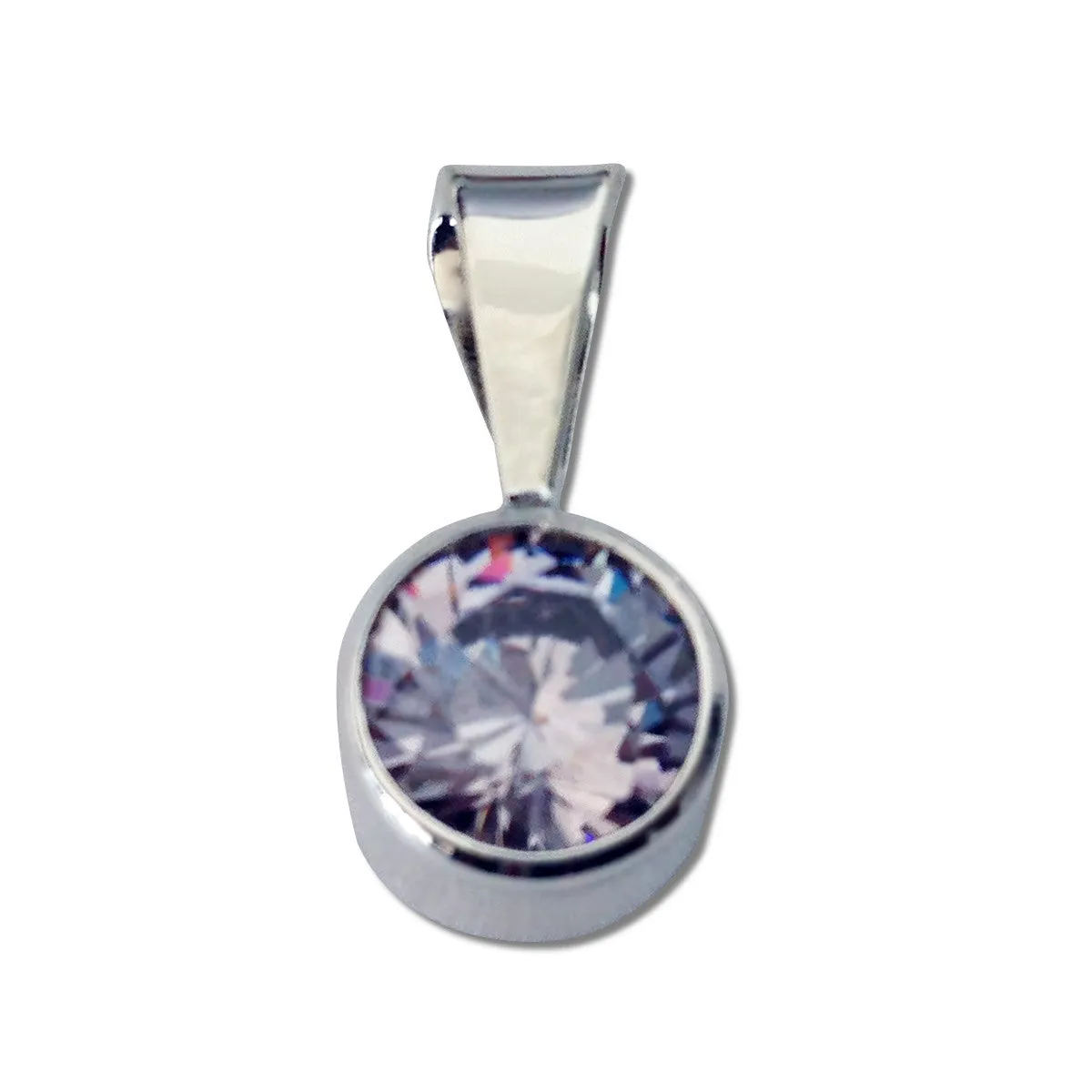 Round CZ Pendant - 8mm- 5 Colors Available